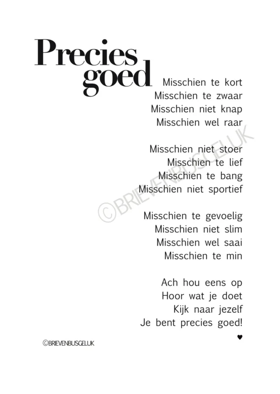 precies goed